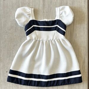 Janie and Jack White dress with navy stripes size 6